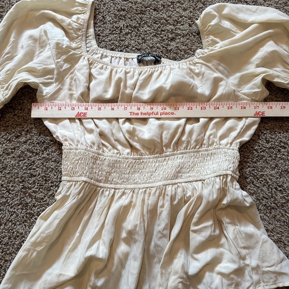 Scarlet Darkness Smocked Waist Renaissance Peasant Top Shirt Cream Medium - Picture 6 of 9